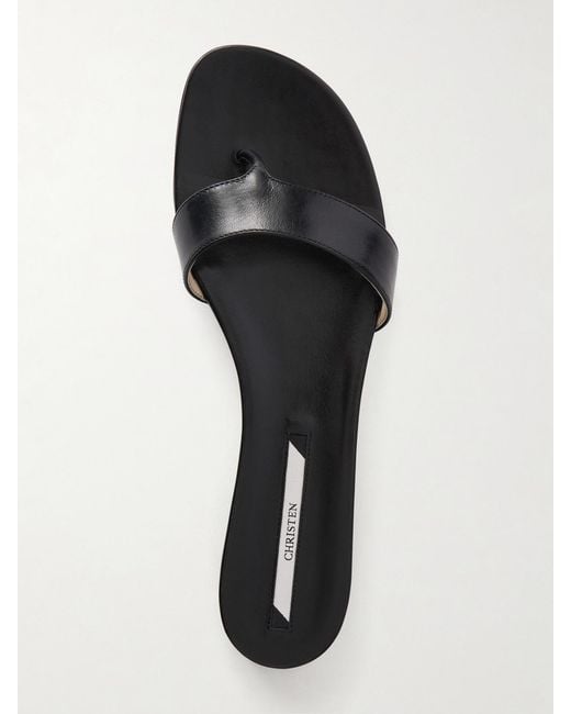 Christen White Helix Leather Thong Sandals