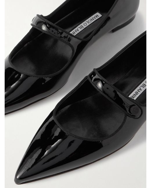 Ballerines En Cuir Verni À Finitions En Gros-Grain Campari Manolo Blahnik en coloris Black
