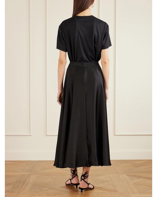 Anine Bing Black Christina Silk-Blend Satin Midi Skirt