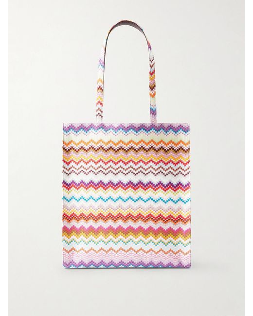 Missoni White Striped Lurex Tote