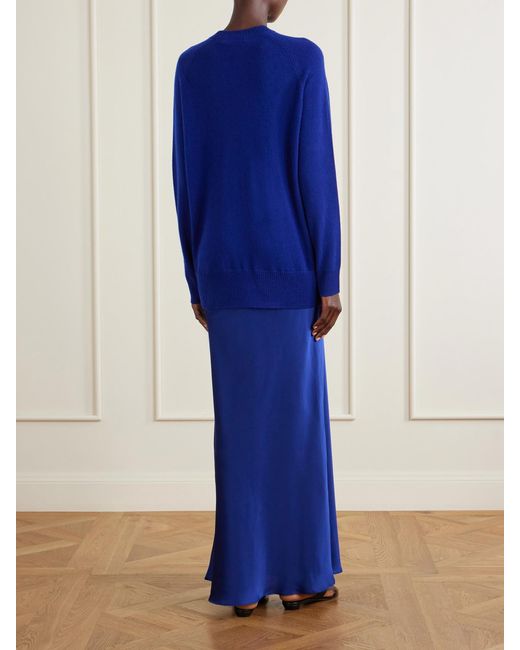 Christopher Esber Blue Monument Cashmere And Silk-Satin Maxi Dress
