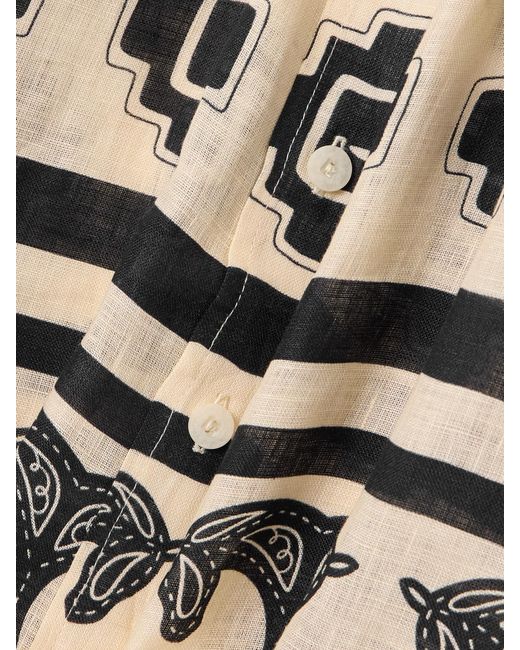 Johanna Ortiz Natural La Creciente Printed Linen Shirt