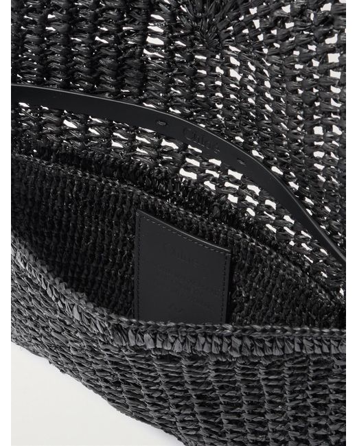 Chloé Black Made For A The Summer Banana Schultertasche Aus Raffiabast Mit Lederbesätzen