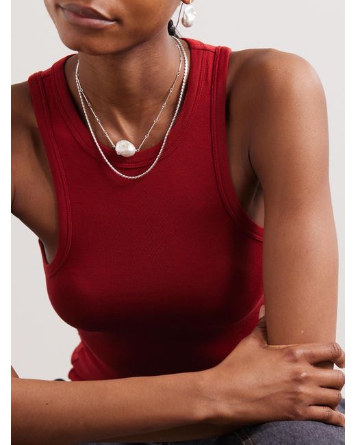 Loren Stewart White Serpentine Sterling Necklace