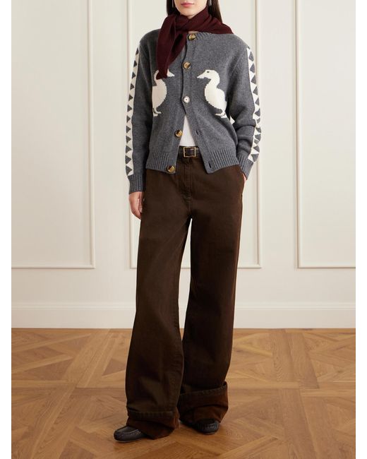 S.S.Daley Gray Intarsia Wool Cardigan