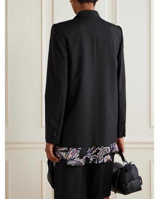 Blazer À Double Boutonnage En Grain De Poudre À Finitions En Voile À Imprimé Cachemire Sacai en coloris Black