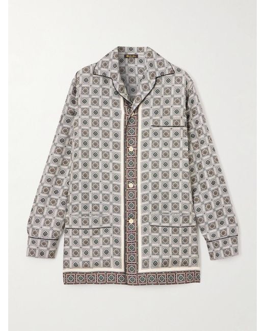Loro Piana Gray Lian Printed Silk-Twill Shirt
