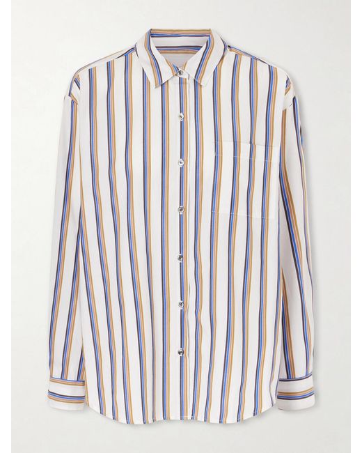 Leset White Yoshi Striped Cotton-Blend Poplin Shirt
