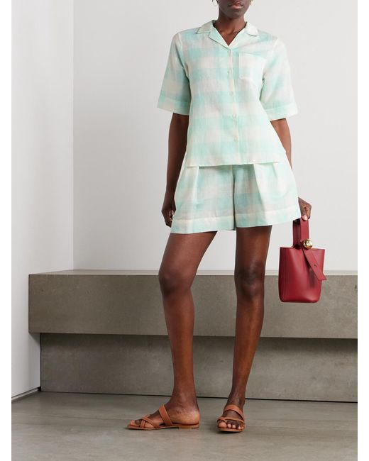 Thierry Colson Blue Zouk Checked Linen And Cotton-Blend Shirt