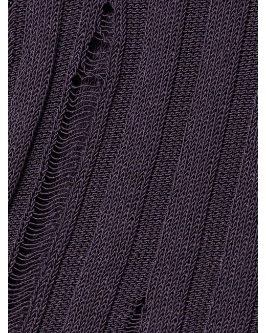 Acne Purple Distressed Ribbed Organic Cotton-Blend Tank