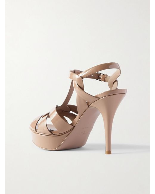 Saint Laurent Multicolor Tribute Woven Patent-Leather Platform Sandals