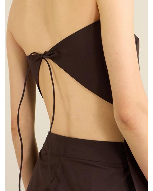 St. Agni Brown Strapless Open-Back Cotton-Blend Top