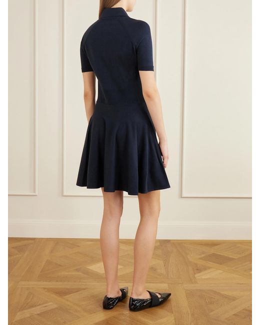 Givenchy Blue Ribbed Cotton-Blend Polo Dress
