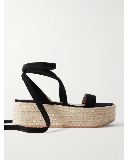 Gianvito Rossi Black 40 Suede Platform Espadrilles