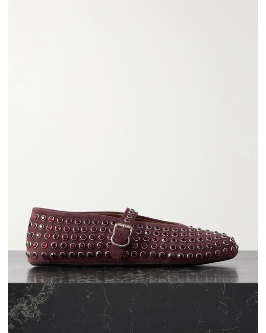 Ballerines En Daim À Cristaux Alaïa en coloris Red