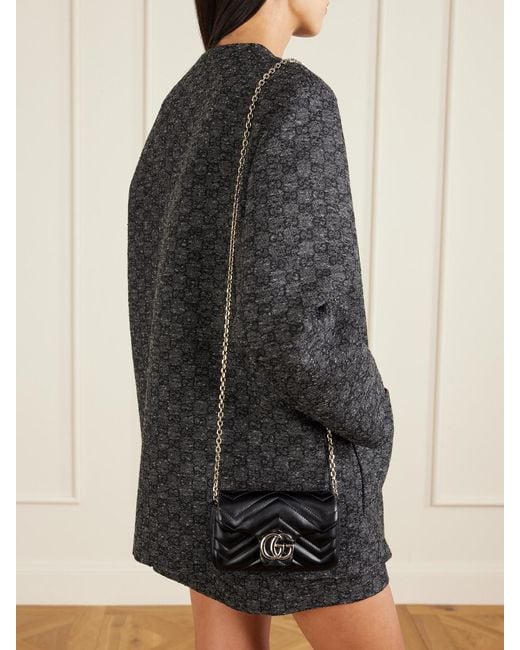 Gucci Black Gg Marmont Mini Matelassé Leather Shoulder Bag