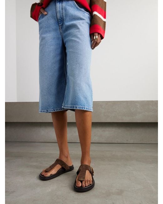 Tod's Brown Buckled Suede Sandals