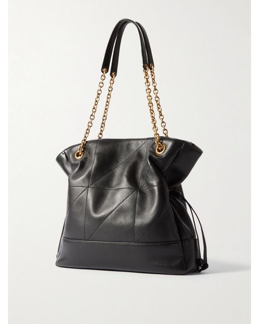 Saint Laurent Black Jamie Shopping Mittelgroße Schultertasche Aus Gestepptem Leder