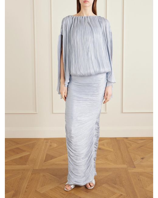 Marmar Halim White Strapless Ruched Satin Gown