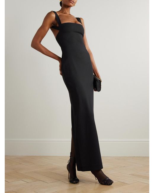 Solace London Black Joni Stretch-Crepe Maxi Dress