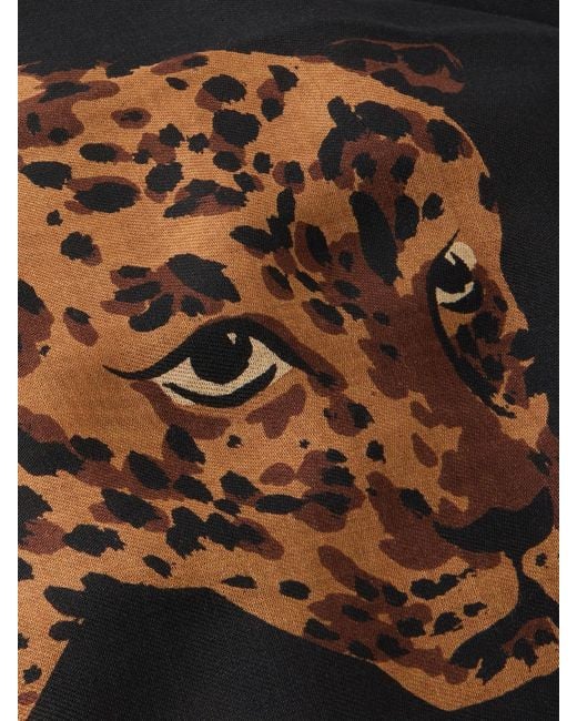 Saint Laurent Black Etolel-Leopard Frayed Printed Wool-Twill Scarf