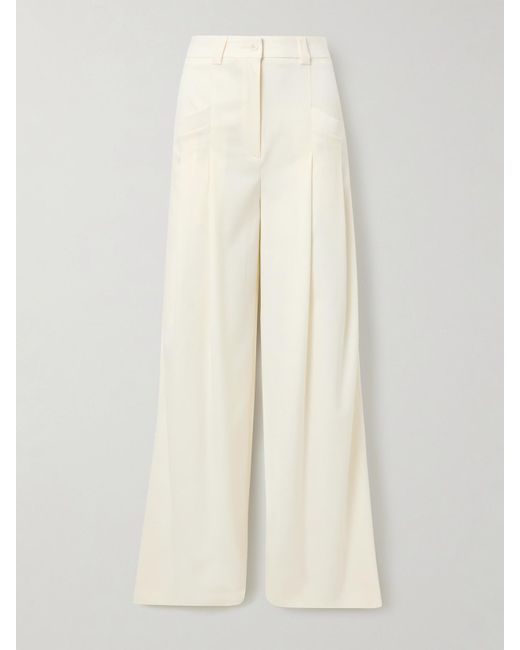 Altuzarra White Zanni Pleated Wool-Blend Wide-Leg Pants
