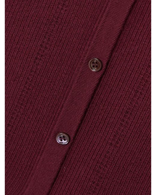 Gabriela Hearst Purple Lillian Pointelle-Knit Wool Cardigan