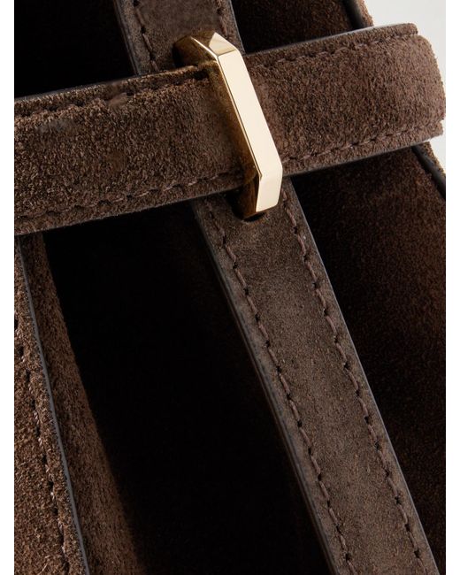 Totême  Natural Tote Aus Veloursleder Mit Riemen