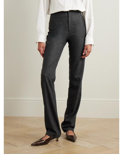 Frankie Shop Black Morrison Wool-Blend Straight-Leg Pants