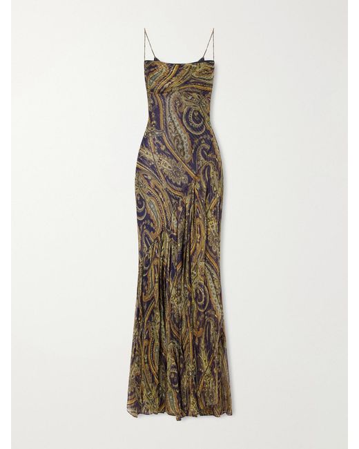 Etro Natural Paisley-Printed Silk-Blend Maxi Dress