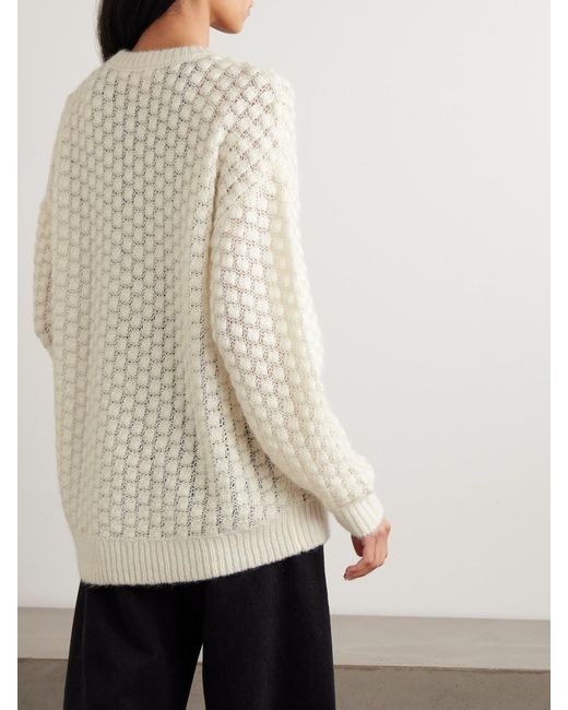 FRAME Natural The Cloud Crew Open-Knit Sweater