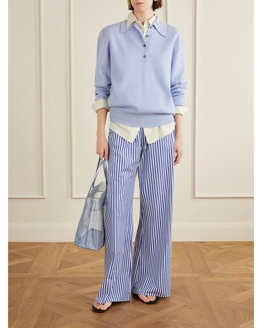 La Ligne Blue Striped Cotton Pants