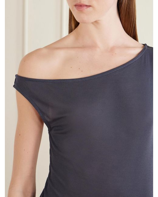 St. Agni Blue Off-The-Shoulder Tencel Lyocell Top