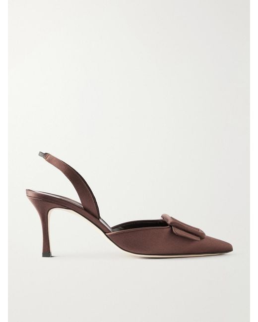 Manolo Blahnik Brown Emilia Wickstead Maysli 70 Satin Slingback Pumps