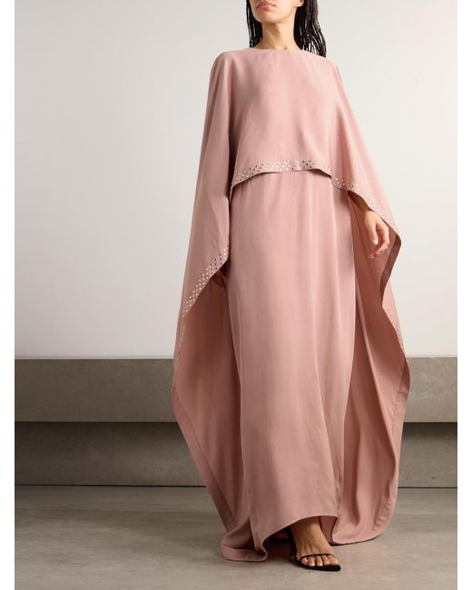 Stella McCartney Pink Cape-Effect Crystal-Embellished Crepe Gown