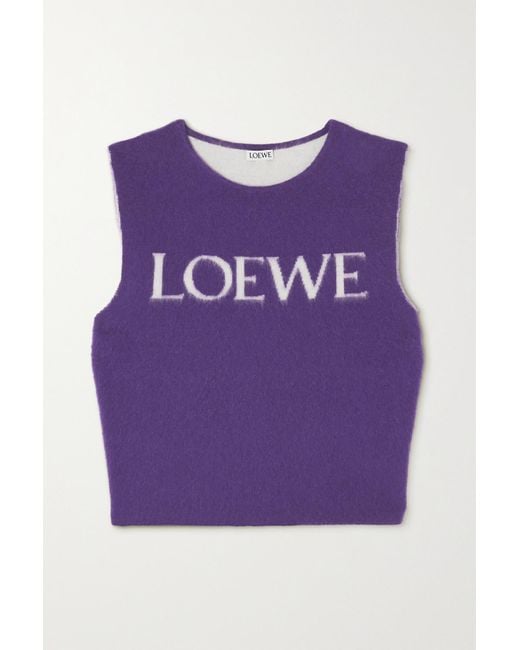 Loewe Brushed Jacquard-knit Wool-blend Tank in Purple