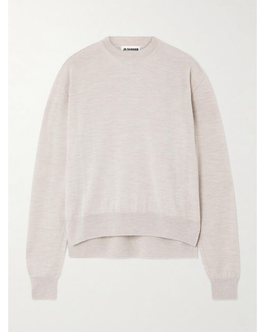 Jil Sander White Pullover Aus Einer Mischung Aus Kaschmir, Wolle Und Seide