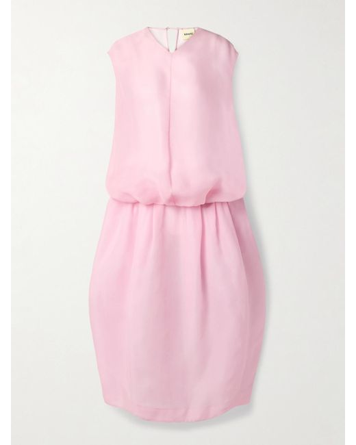 Robe Midi En Organza De Soie À Fronces Noah Khaite en coloris Pink
