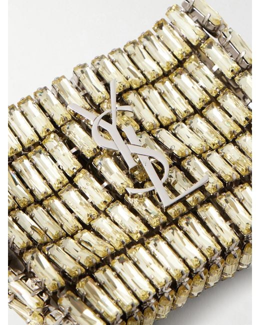 Saint Laurent Metallic Evening Micro Crystal-Embellished Chainmail Shoulder Bag