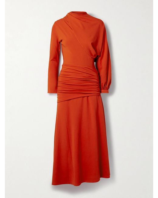 Johanna Ortiz Red Inspiring Hearts Wandelbares Asymmetrisches Maxikleid Aus Stretch-Jersey Mit Raffungen