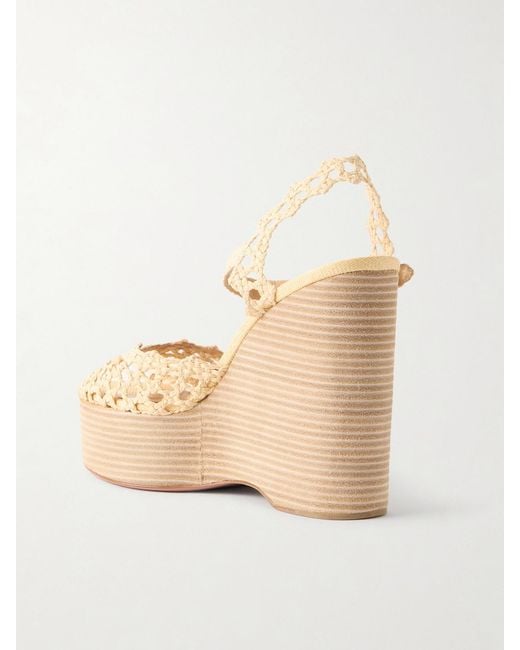 Aquazzura Natural Bossa Nova 130 Crocheted Raffia Platform Sandals