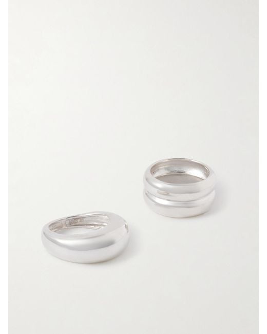 Agmes White Set Of Two Recycled Sterling Rings