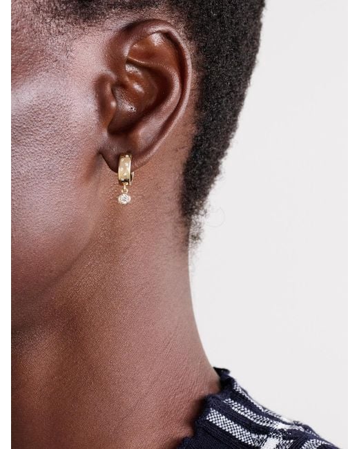 Roxanne First Natural Polka-Dot Drop 14-Karat Diamond Hoop Earrings
