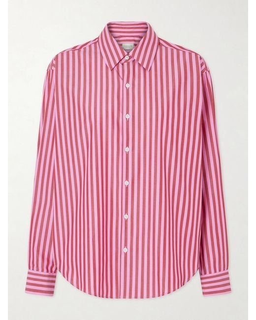Comme Si Pink La Shirt Classica Striped Cotton-Poplin Shirt