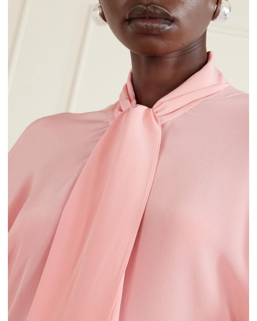Stella McCartney Pink Tie-Detailed Silk Midi Dress