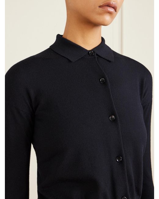 Max Mara Blue Cropped Wool-Blend Cardigan