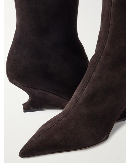 Paris Texas Black Nina Suede Wedge Ankle Boots