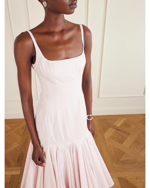 Jacquemus Pink Agave Paneled Pleated Cotton-Poplin Midi Dress