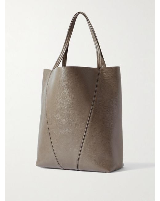 Chloé Natural Spin Embellished Paneled Textured-Leather Tote