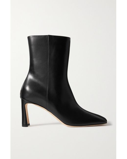 Jimmy Choo Kinsey 75 Leather Ankle Boots in Black | Lyst